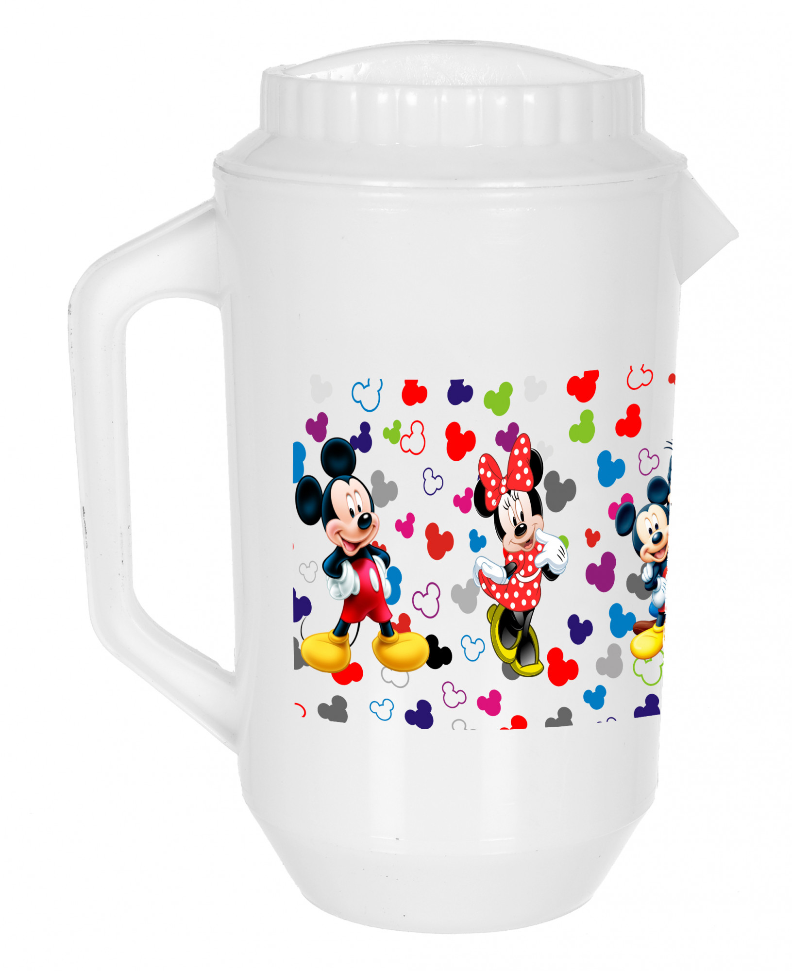 Kuber Industries Disney Team Mickey Print Unbreakable Multipurpose Plastic Water & Juice Jug With Lid,2 Ltr (Set Of 2, Black & White)