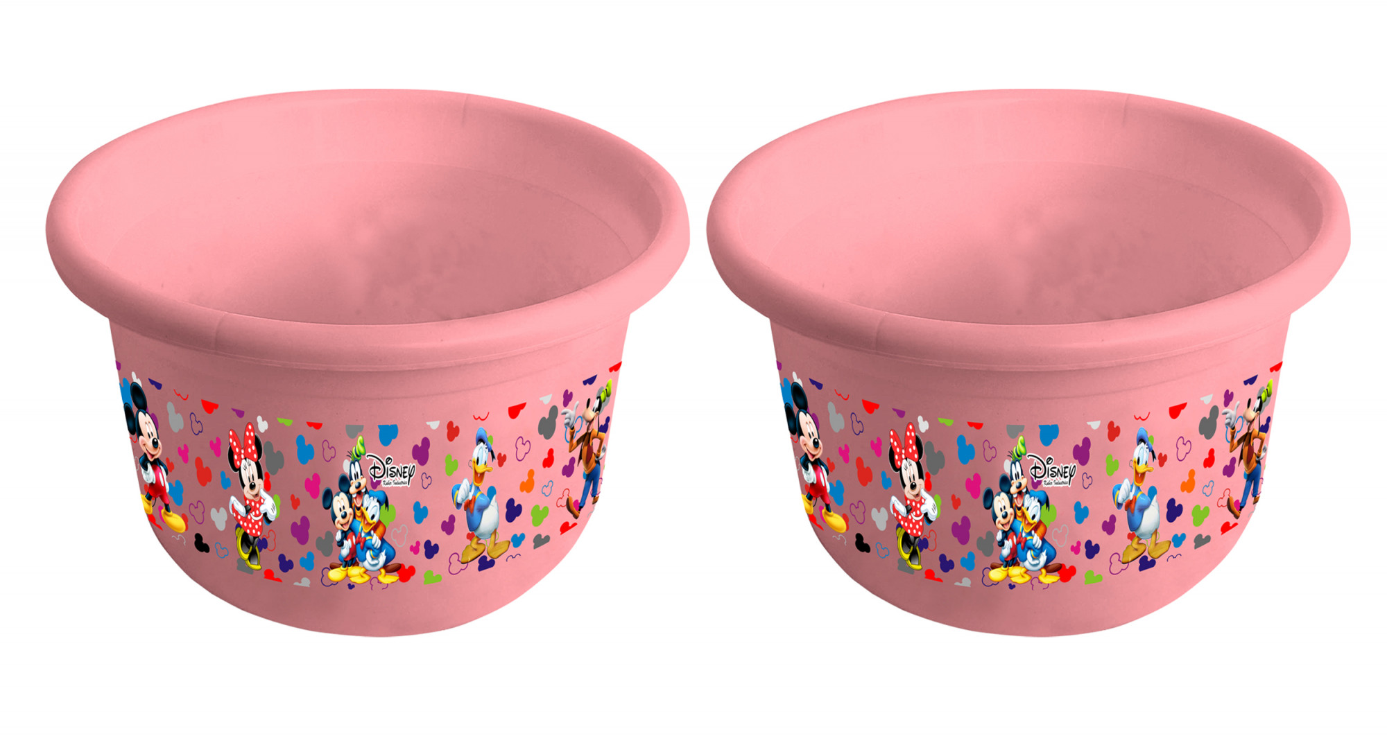 Kuber Industries Disney Team Mickey Print Unbreakable Plastic Multipurpose Bath Tub/Washing Tub 25 Ltr (Pink) -HS_35_KUBMART17441