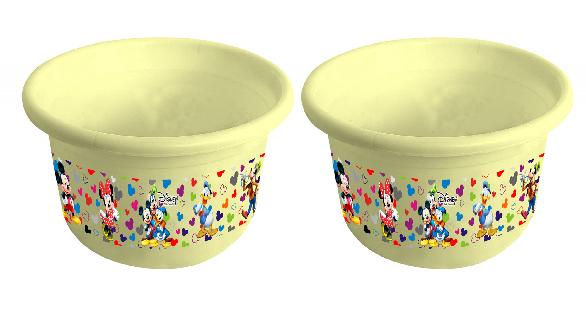 Kuber Industries Disney Team Mickey Print Unbreakable Plastic Multipurpose Bath Tub/Washing Tub 25 Ltr (Cream) -HS_35_KUBMART17445
