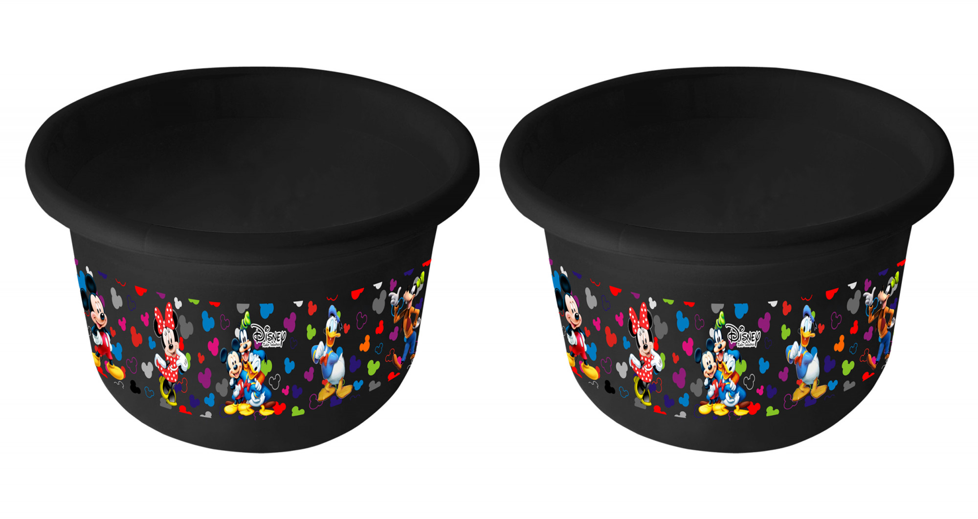 Kuber Industries Disney Team Mickey Print Unbreakable Plastic Multipurpose Bath Tub/Washing Tub 25 Ltr (Black) -HS_35_KUBMART17453