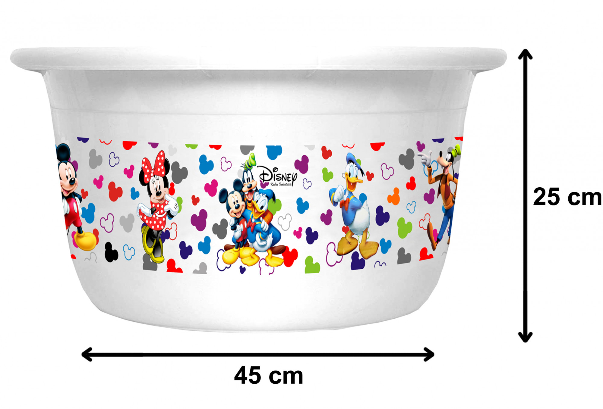Kuber Industries Disney Team Mickey Print Unbreakable Plastic Multipurpose Bath Tub/Washing Tub 25 Ltr (White) -HS_35_KUBMART17457