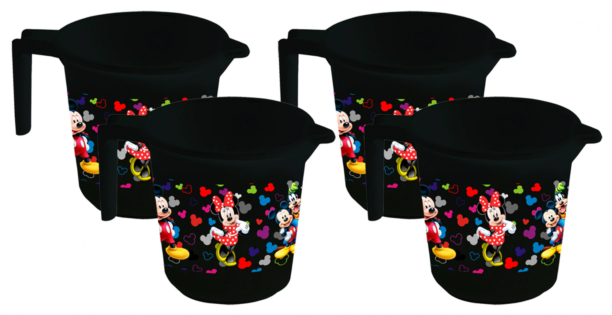 Kuber Industries Disney Team Mickey Print Unbreakable Strong Plastic Bathroom Mug,500 ML (Black) -HS_35_KUBMART17115