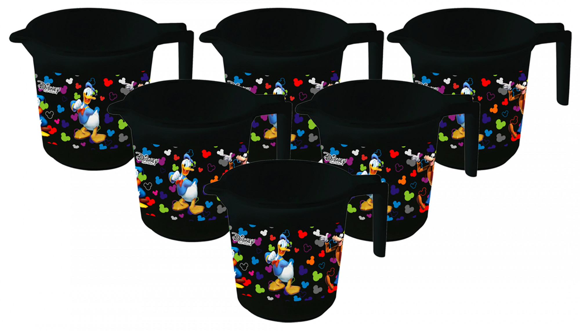 Kuber Industries Disney Team Mickey Print Unbreakable Strong Plastic Bathroom Mug,500 ML (Black) -HS_35_KUBMART17115