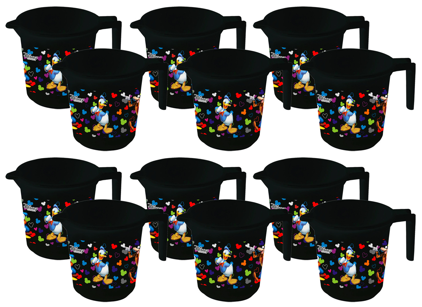 Kuber Industries Disney Team Mickey Print Unbreakable Strong Plastic Bathroom Mug,500 ML (Black) -HS_35_KUBMART17115