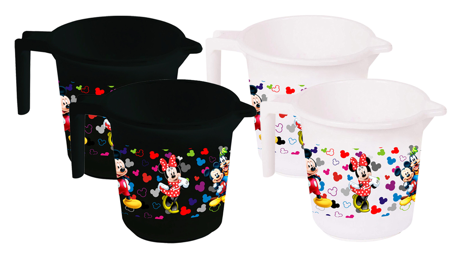 Kuber Industries Disney Team Mickey Print Unbreakable Strong Plastic Bathroom Mug,500 ML (Black & White) -HS_35_KUBMART17149