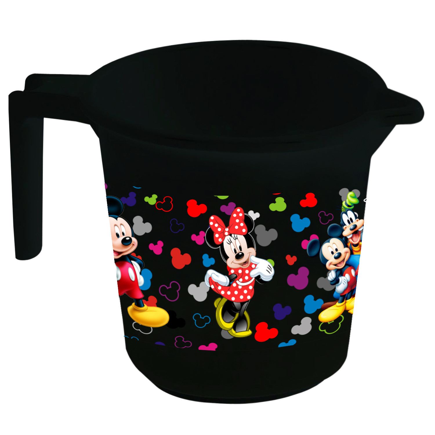 Kuber Industries Disney Team Mickey Print Unbreakable Strong Plastic Bathroom Mug,500 ML (Black & White) -HS_35_KUBMART17149