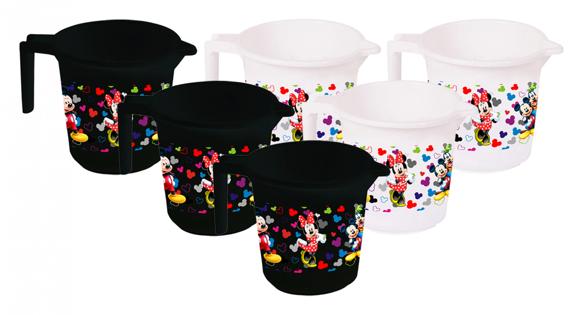 Kuber Industries Disney Team Mickey Print Unbreakable Strong Plastic Bathroom Mug,500 ML (Black & White) -HS_35_KUBMART17149