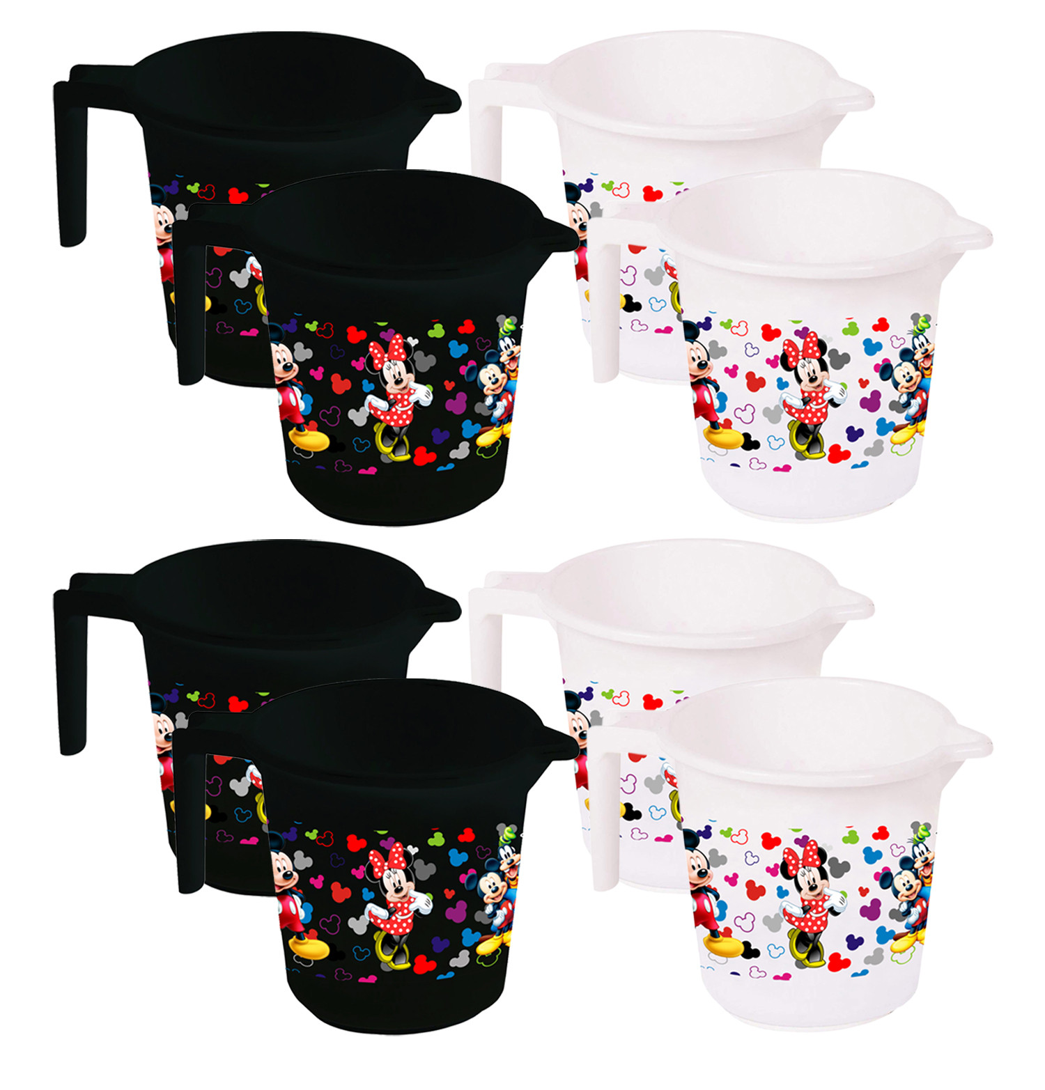 Kuber Industries Disney Team Mickey Print Unbreakable Strong Plastic Bathroom Mug,500 ML (Black & White) -HS_35_KUBMART17149