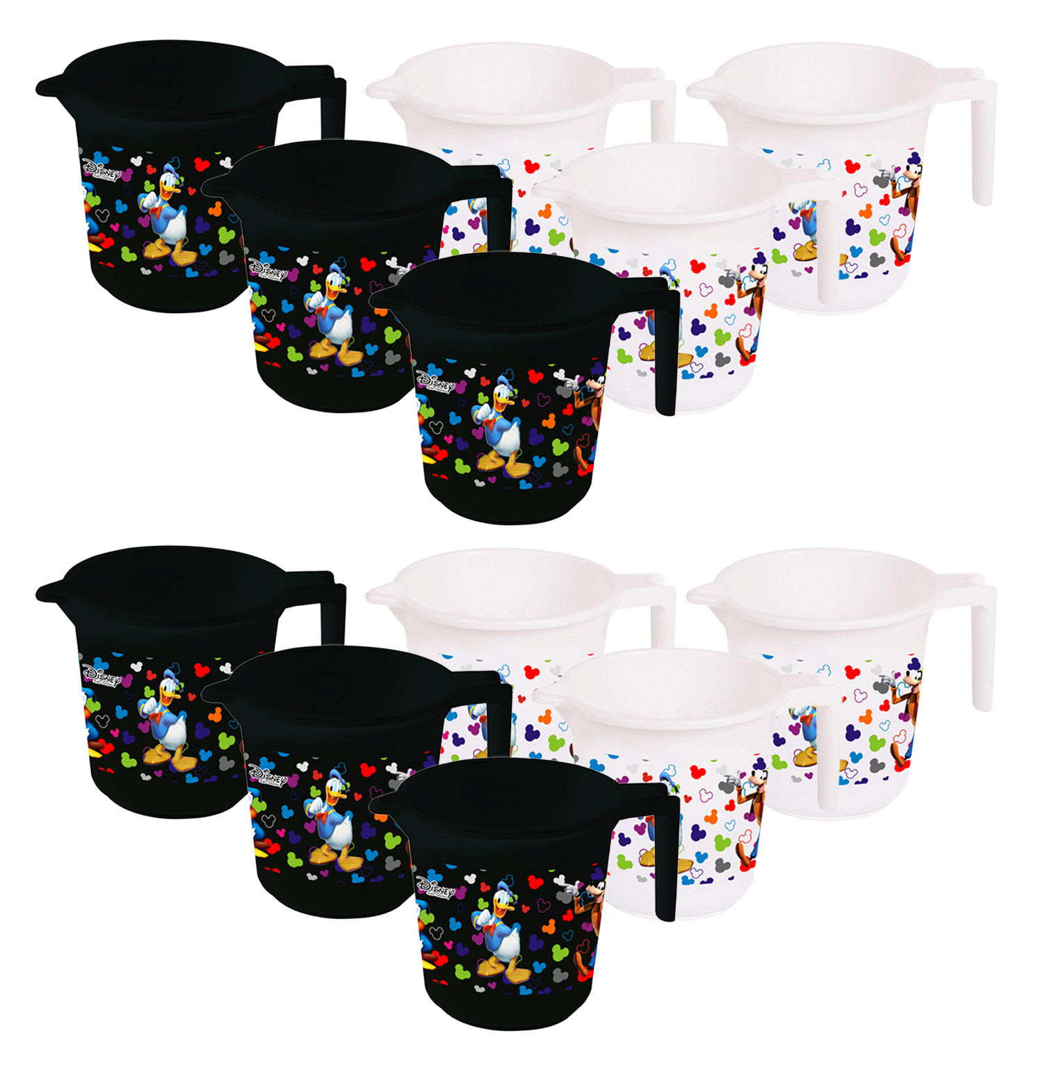 Kuber Industries Disney Team Mickey Print Unbreakable Strong Plastic Bathroom Mug,500 ML (Black & White) -HS_35_KUBMART17149