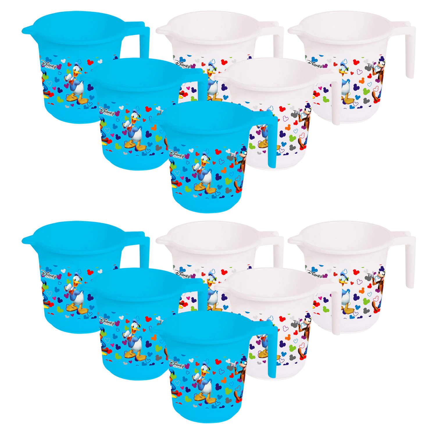 Kuber Industries Disney Team Mickey Print Unbreakable Strong Plastic Bathroom Mug,500 ML (Blue & White) -HS_35_KUBMART17147