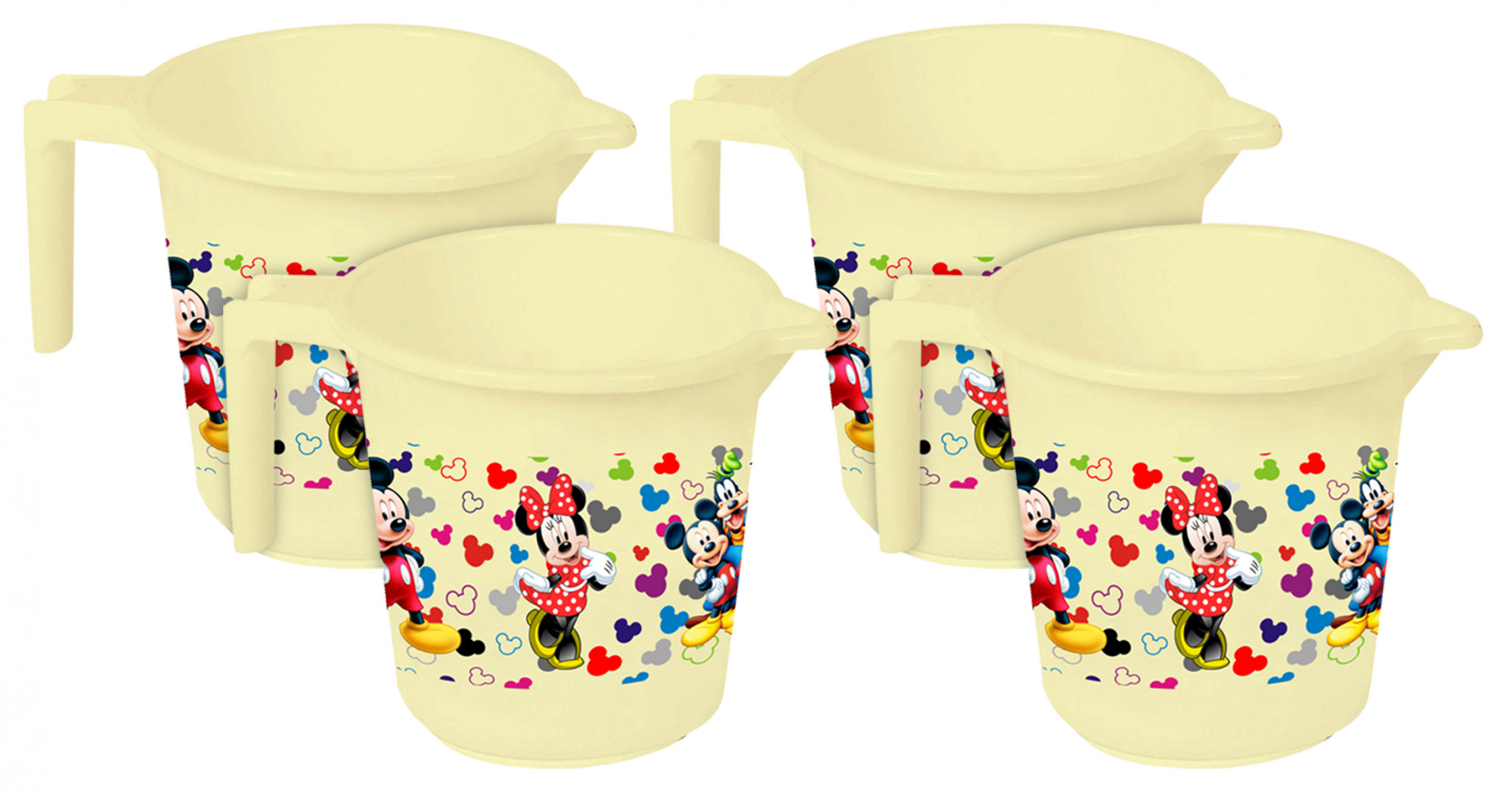Kuber Industries Disney Team Mickey Print Unbreakable Strong Plastic Bathroom Mug,500 ML (Cream) -HS_35_KUBMART17099