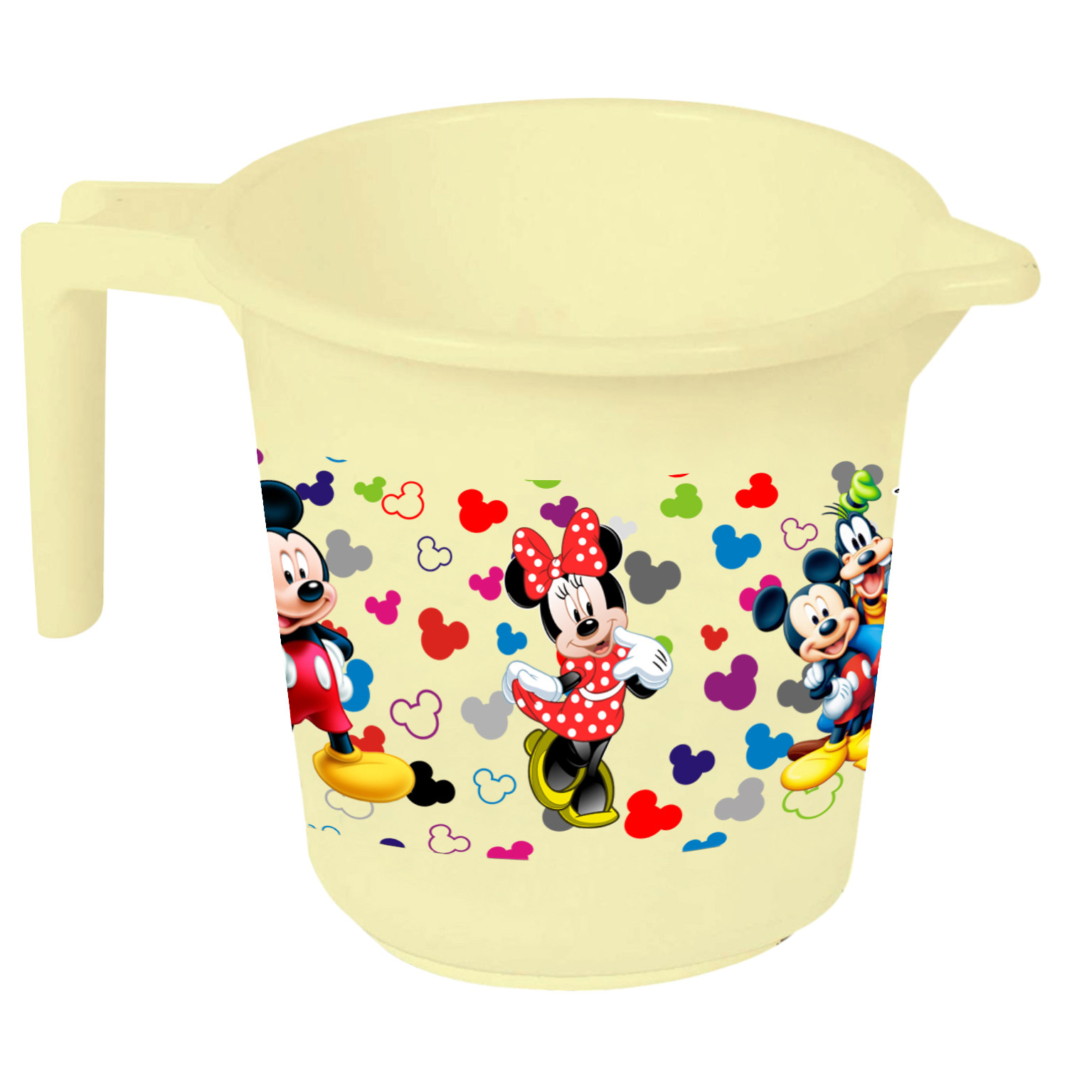 Kuber Industries Disney Team Mickey Print Unbreakable Strong Plastic Bathroom Mug,500 ML (Cream) -HS_35_KUBMART17099