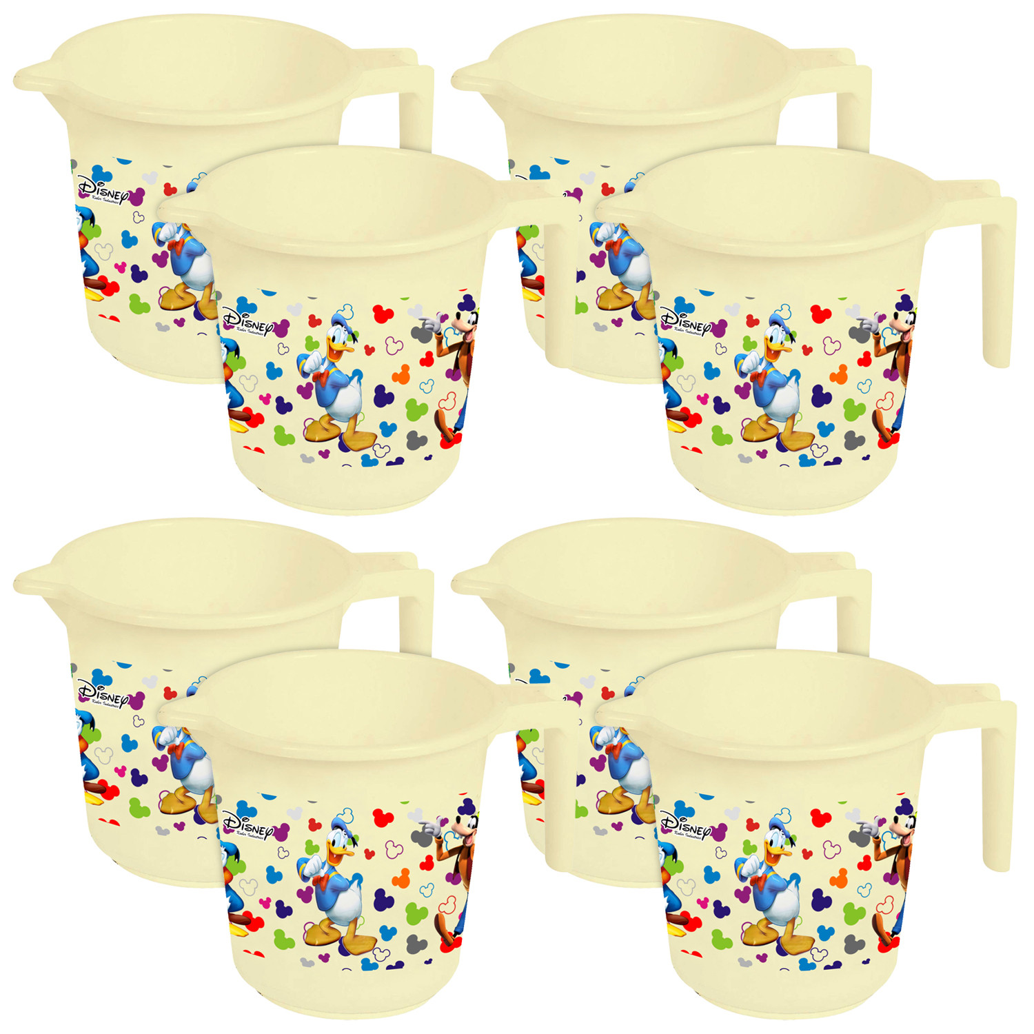 Kuber Industries Disney Team Mickey Print Unbreakable Strong Plastic Bathroom Mug,500 ML (Cream) -HS_35_KUBMART17099