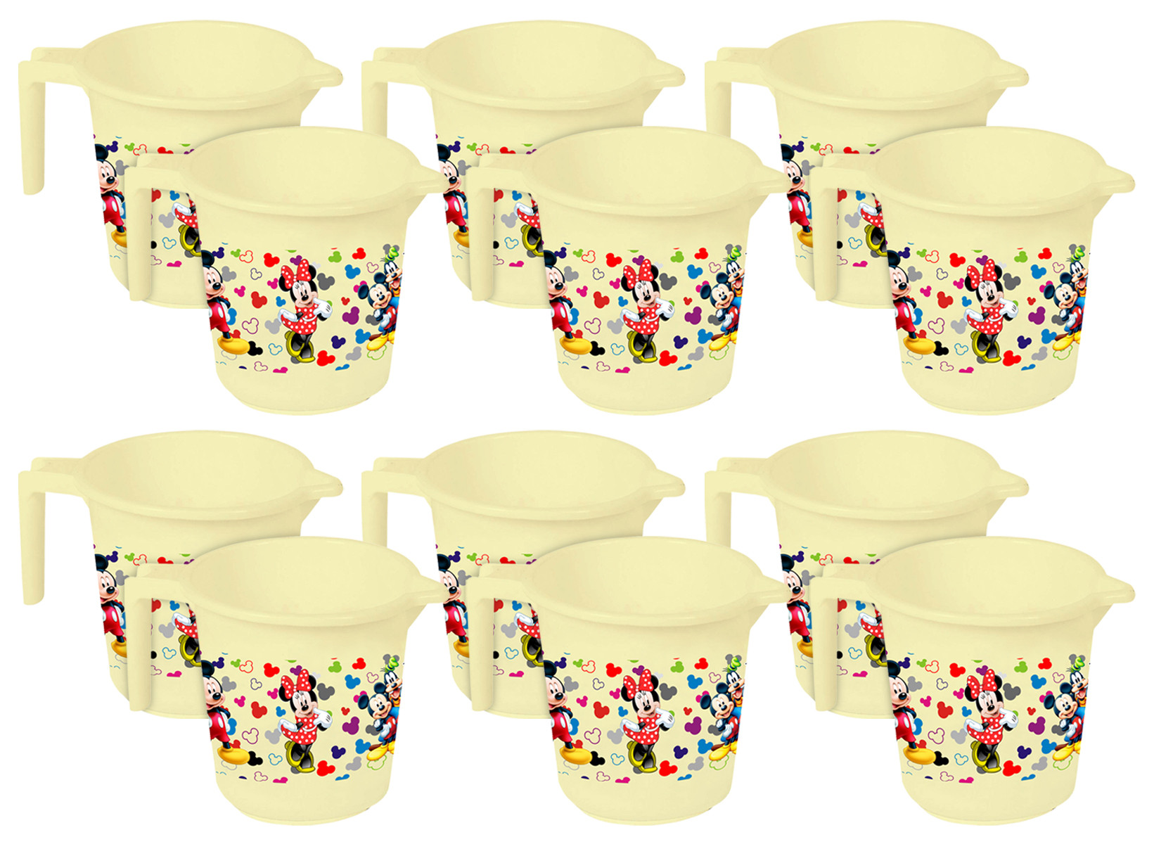 Kuber Industries Disney Team Mickey Print Unbreakable Strong Plastic Bathroom Mug,500 ML (Cream) -HS_35_KUBMART17099
