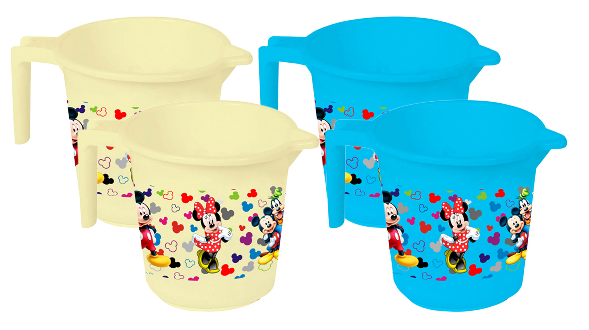 Kuber Industries Disney Team Mickey Print Unbreakable Strong Plastic Bathroom Mug,500 ML (Cream & Blue) -HS_35_KUBMART17139