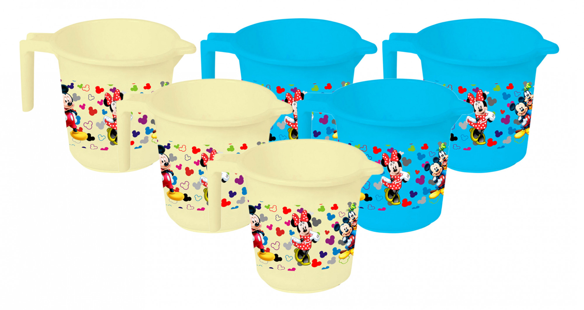 Kuber Industries Disney Team Mickey Print Unbreakable Strong Plastic Bathroom Mug,500 ML (Cream & Blue) -HS_35_KUBMART17139