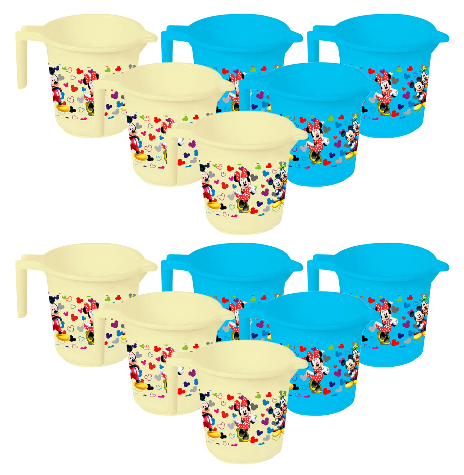 Kuber Industries Disney Team Mickey Print Unbreakable Strong Plastic Bathroom Mug,500 ML (Cream & Blue) -HS_35_KUBMART17139