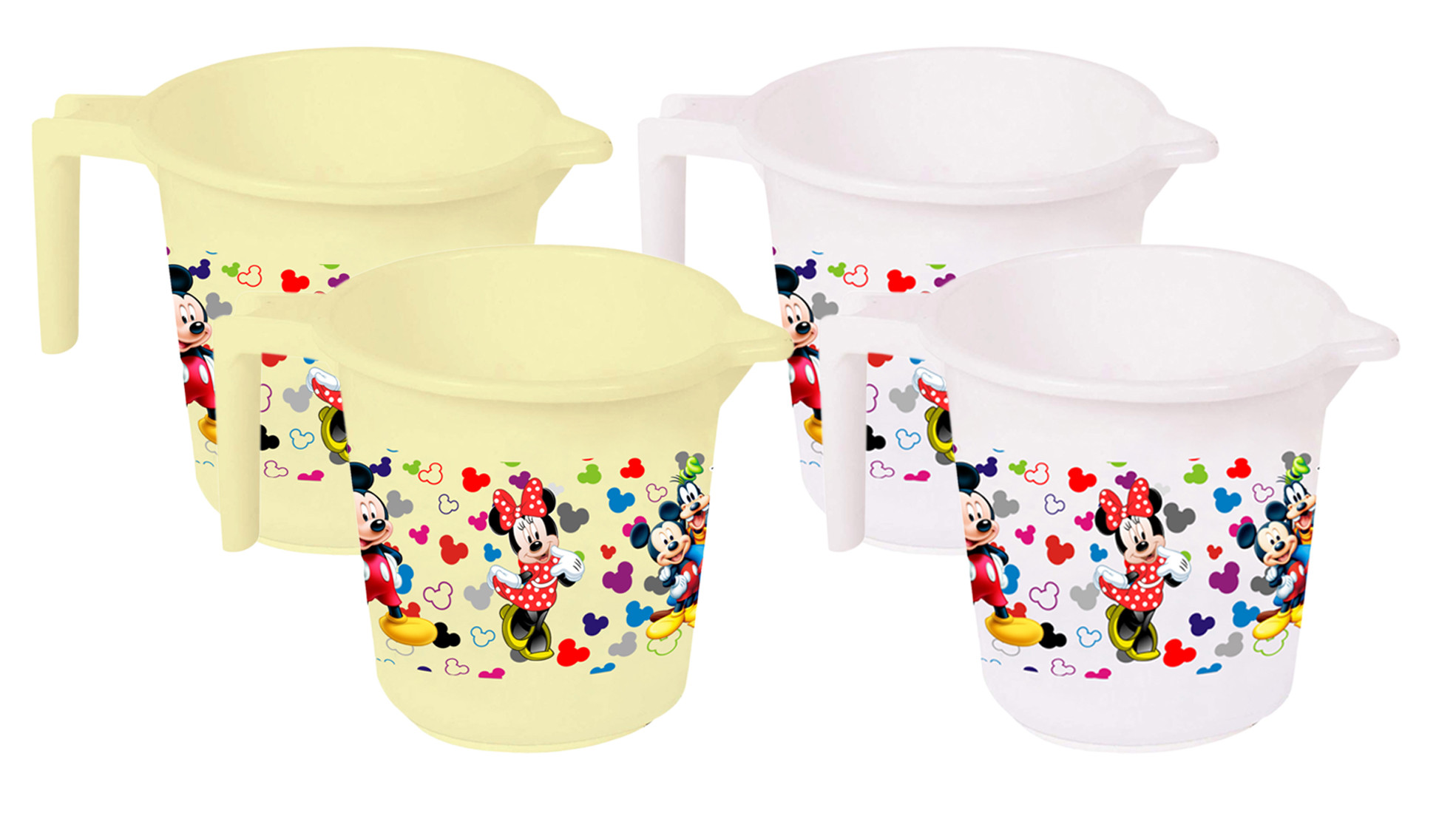 Kuber Industries Disney Team Mickey Print Unbreakable Strong Plastic Bathroom Mug,500 ML (Cream & White) -HS_35_KUBMART17143