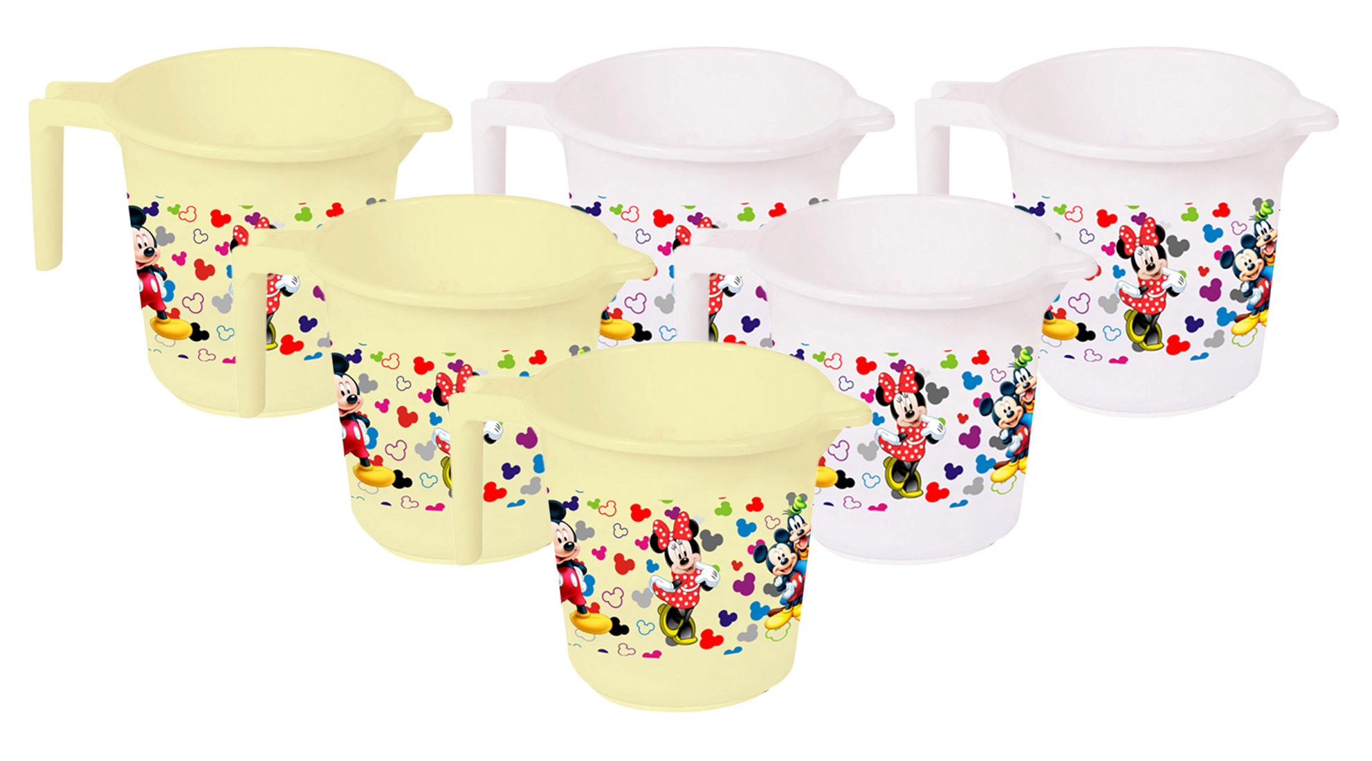 Kuber Industries Disney Team Mickey Print Unbreakable Strong Plastic Bathroom Mug,500 ML (Cream & White) -HS_35_KUBMART17143