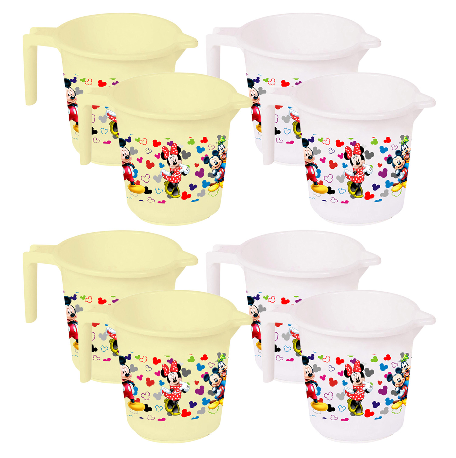 Kuber Industries Disney Team Mickey Print Unbreakable Strong Plastic Bathroom Mug,500 ML (Cream & White) -HS_35_KUBMART17143