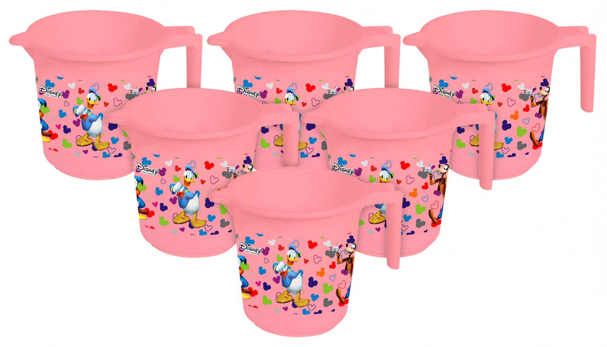 Kuber Industries Disney Team Mickey Print Unbreakable Strong Plastic Bathroom Mug,500 ML (Pink) -HS_35_KUBMART17091