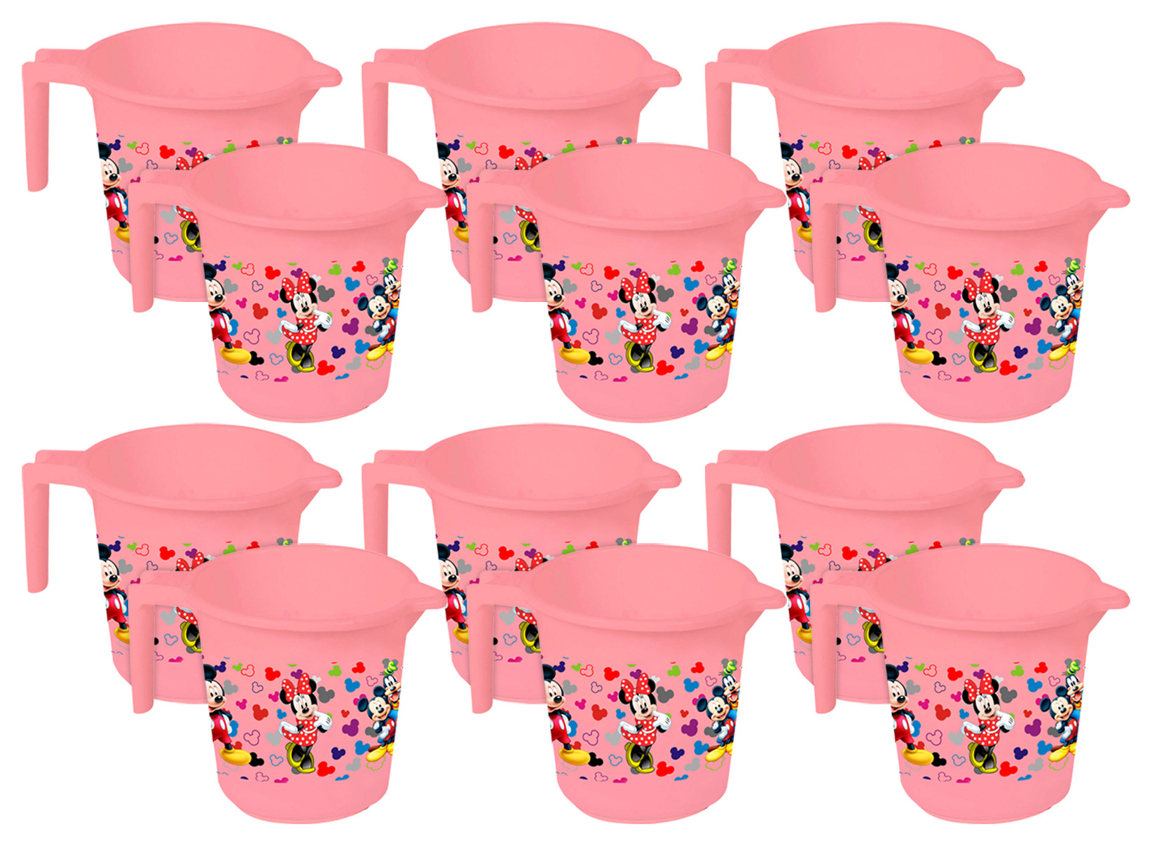 Kuber Industries Disney Team Mickey Print Unbreakable Strong Plastic Bathroom Mug,500 ML (Pink) -HS_35_KUBMART17091