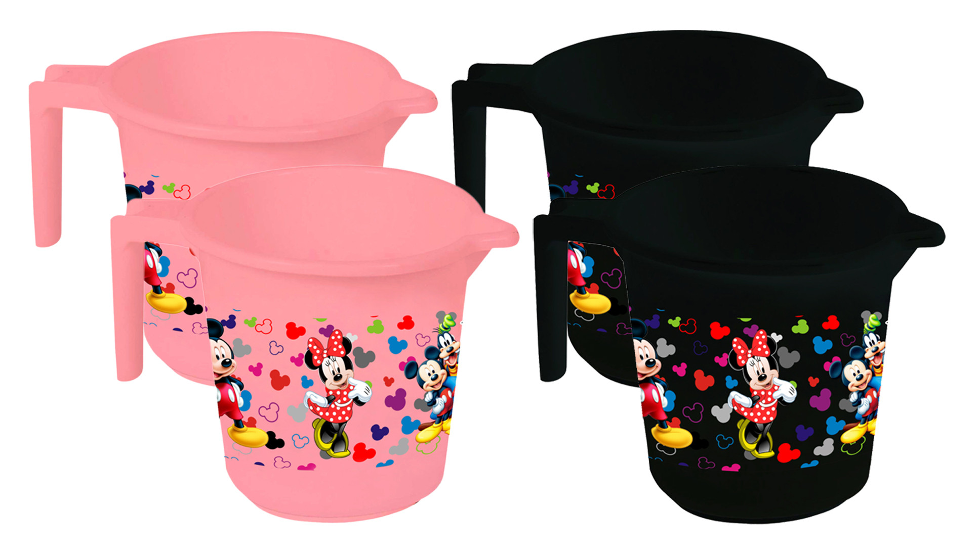 Kuber Industries Disney Team Mickey Print Unbreakable Strong Plastic Bathroom Mug,500 ML (Pink & Black) -HS_35_KUBMART17135