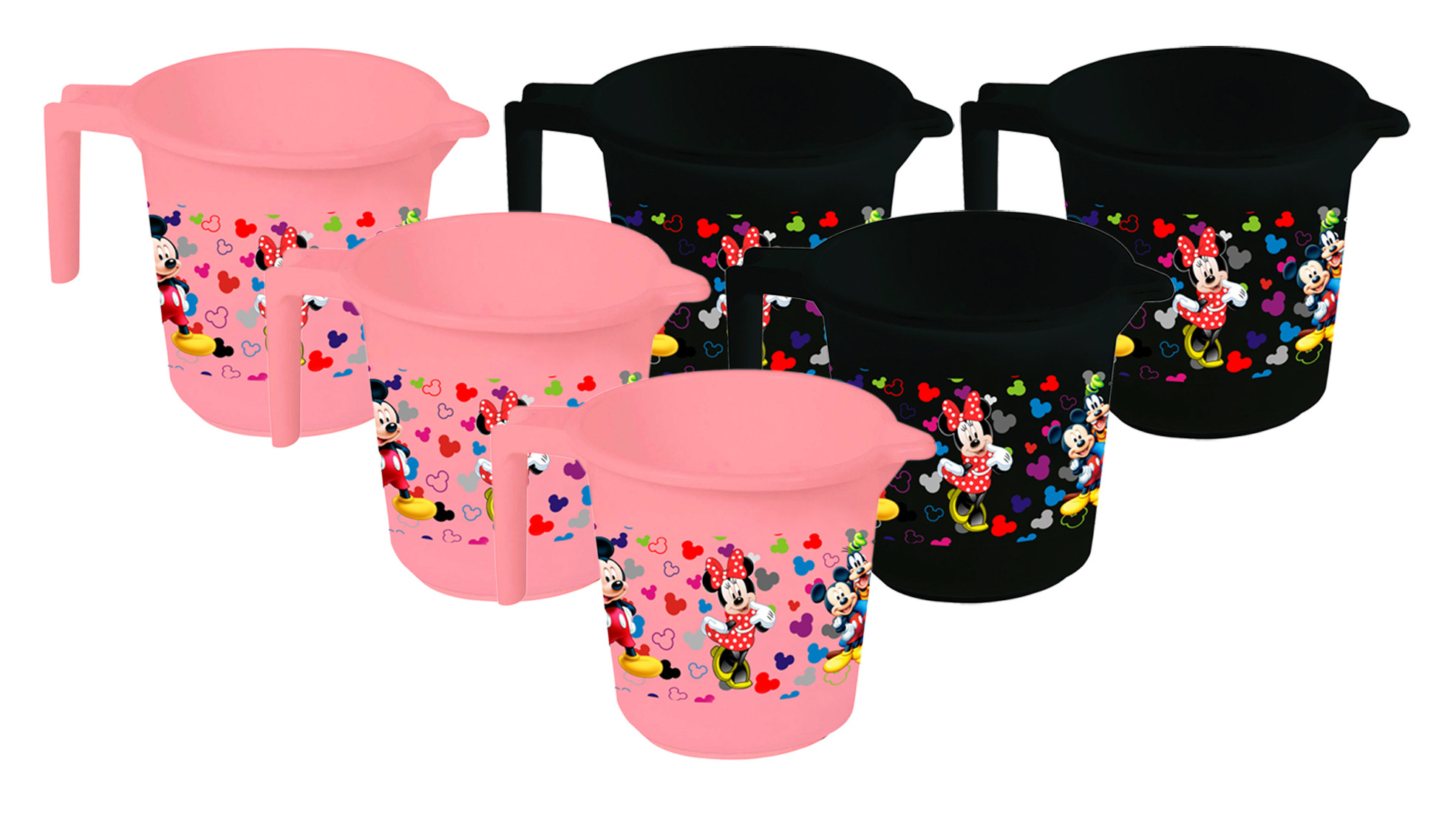 Kuber Industries Disney Team Mickey Print Unbreakable Strong Plastic Bathroom Mug,500 ML (Pink & Black) -HS_35_KUBMART17135