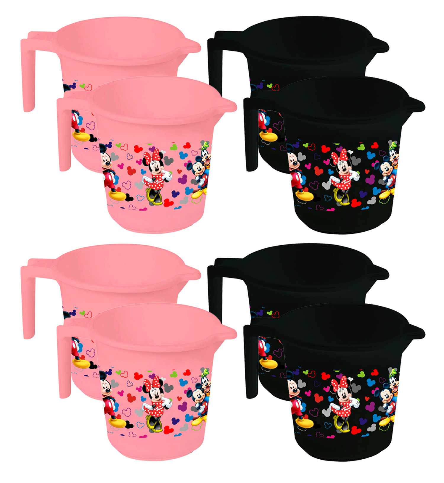 Kuber Industries Disney Team Mickey Print Unbreakable Strong Plastic Bathroom Mug,500 ML (Pink & Black) -HS_35_KUBMART17135