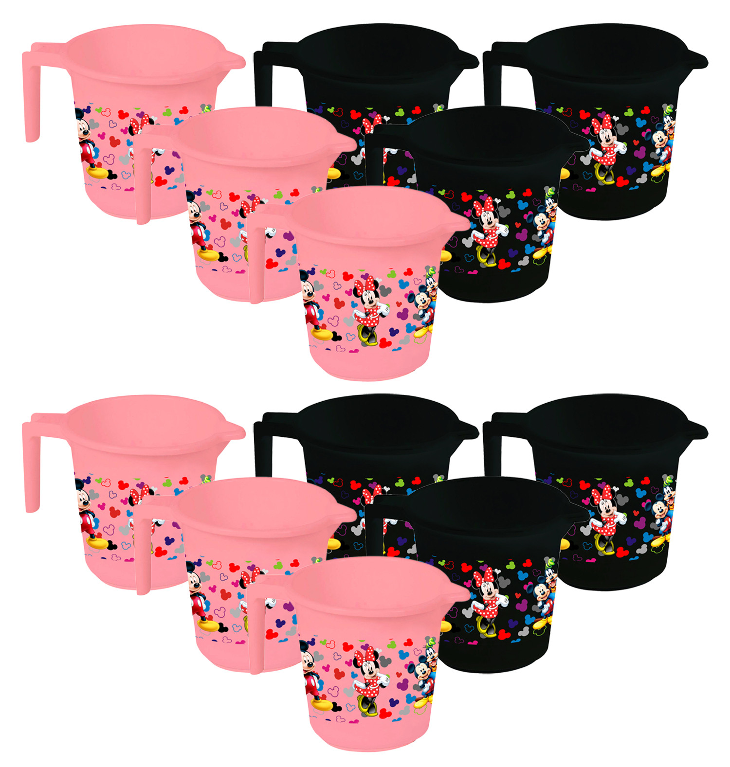 Kuber Industries Disney Team Mickey Print Unbreakable Strong Plastic Bathroom Mug,500 ML (Pink & Black) -HS_35_KUBMART17135