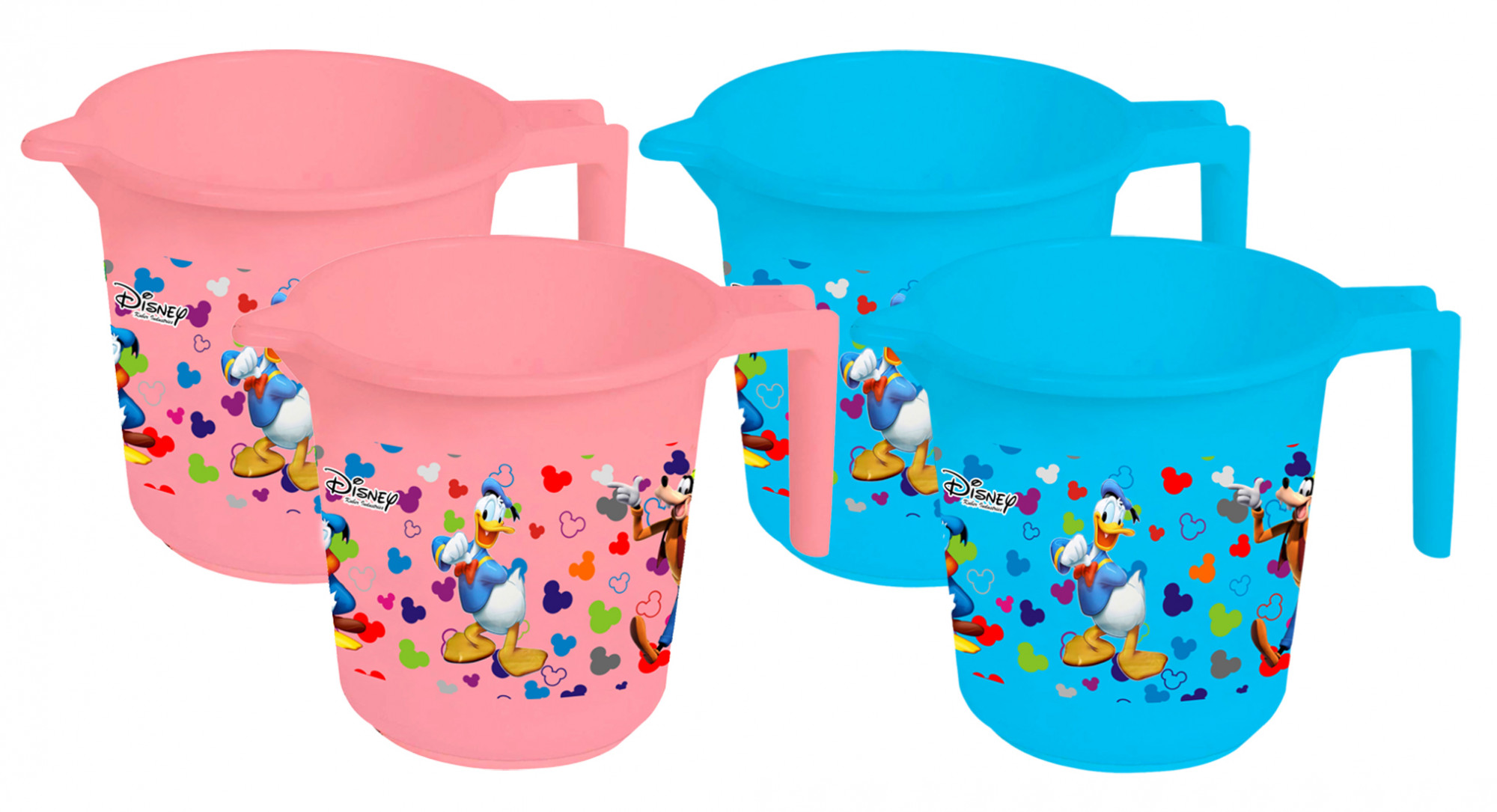 Kuber Industries Disney Team Mickey Print Unbreakable Strong Plastic Bathroom Mug,500 ML (Pink & Blue) -HS_35_KUBMART17133