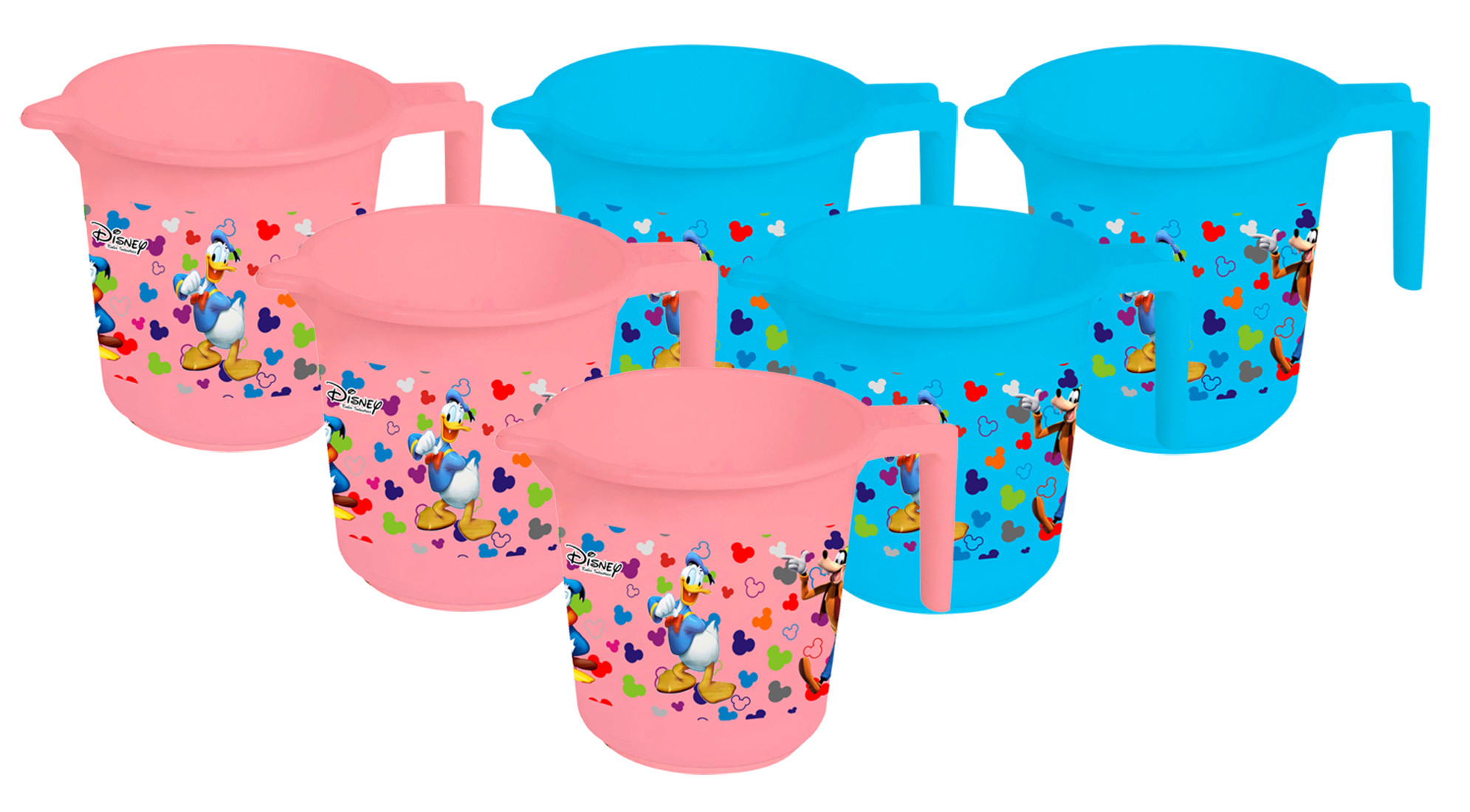 Kuber Industries Disney Team Mickey Print Unbreakable Strong Plastic Bathroom Mug,500 ML (Pink & Blue) -HS_35_KUBMART17133