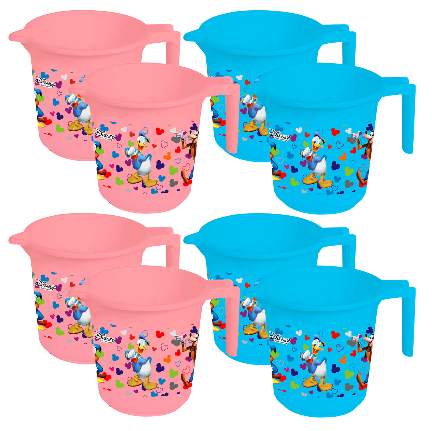 Kuber Industries Disney Team Mickey Print Unbreakable Strong Plastic Bathroom Mug,500 ML (Pink & Blue) -HS_35_KUBMART17133