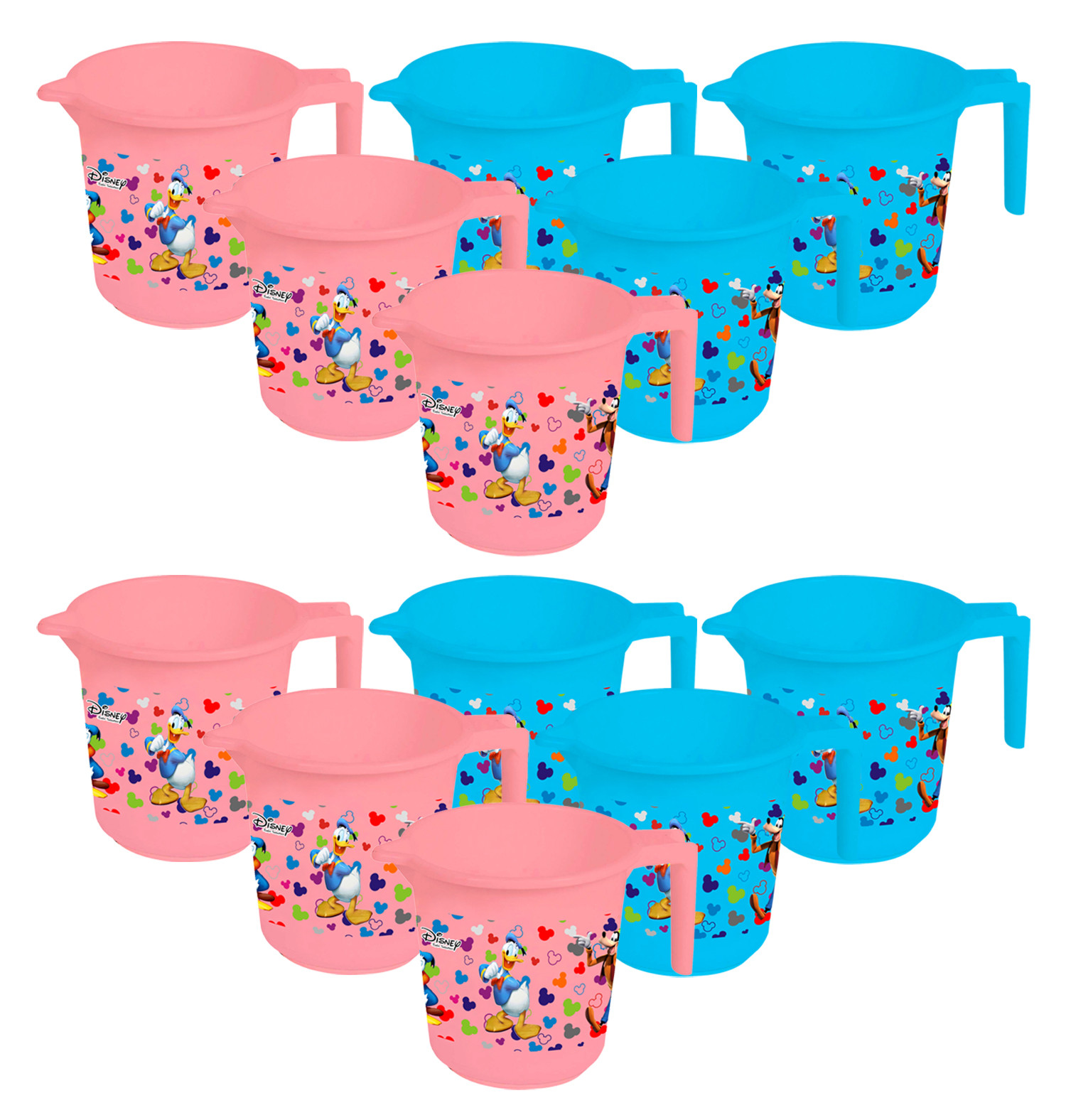 Kuber Industries Disney Team Mickey Print Unbreakable Strong Plastic Bathroom Mug,500 ML (Pink & Blue) -HS_35_KUBMART17133