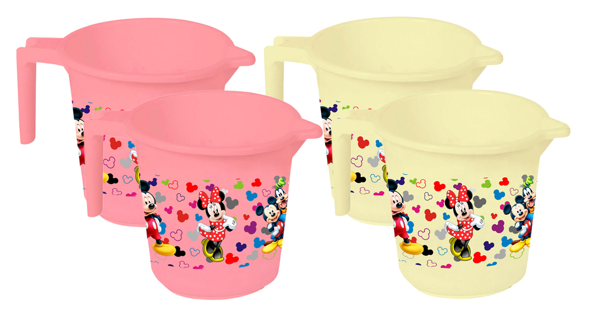 Kuber Industries Disney Team Mickey Print Unbreakable Strong Plastic Bathroom Mug,500 ML (Pink & Cream) -HS_35_KUBMART17131