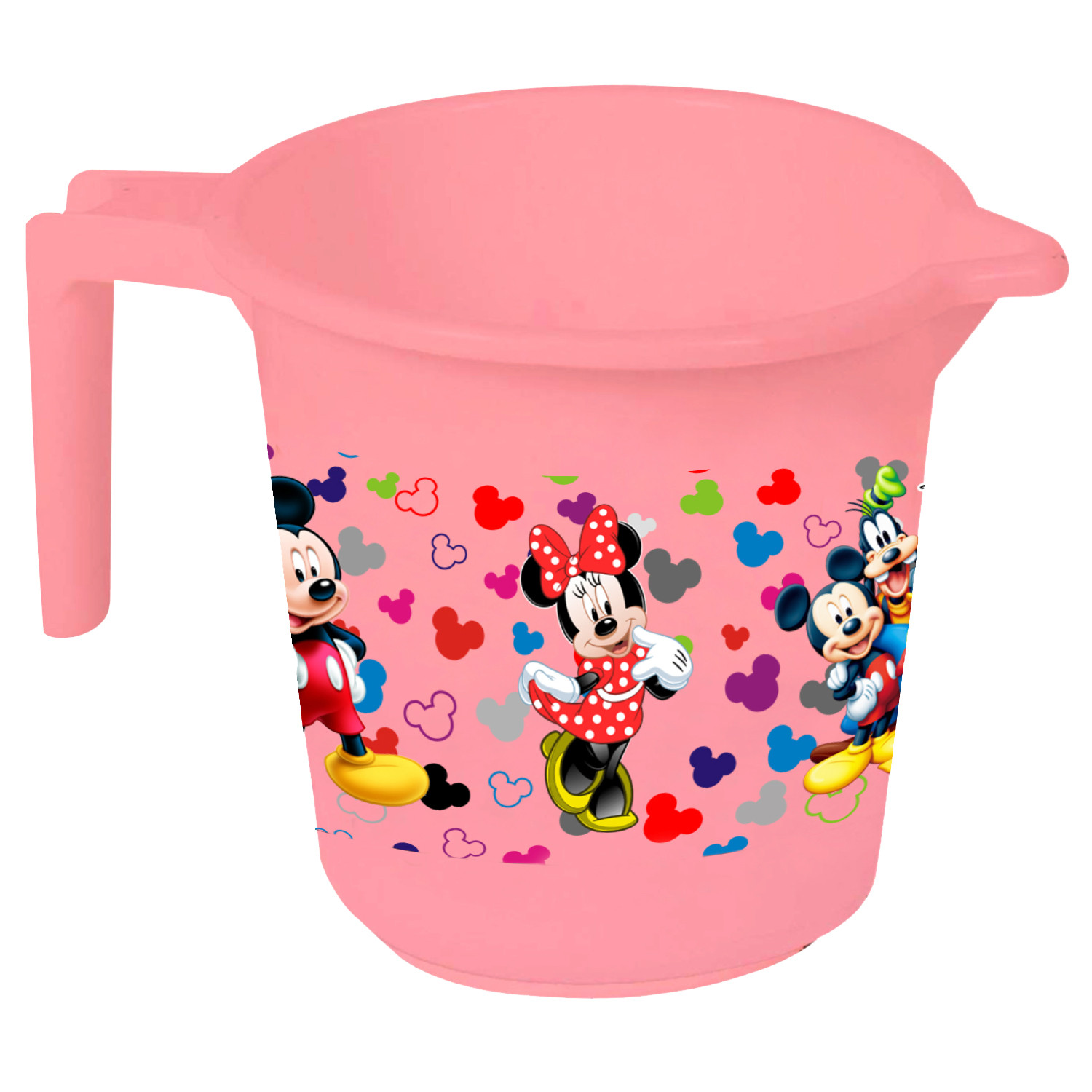Kuber Industries Disney Team Mickey Print Unbreakable Strong Plastic Bathroom Mug,500 ML (Pink & Cream) -HS_35_KUBMART17131