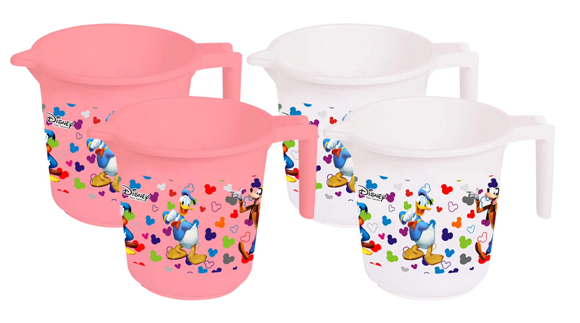 Kuber Industries Disney Team Mickey Print Unbreakable Strong Plastic Bathroom Mug,500 ML (Pink & White) -HS_35_KUBMART17137