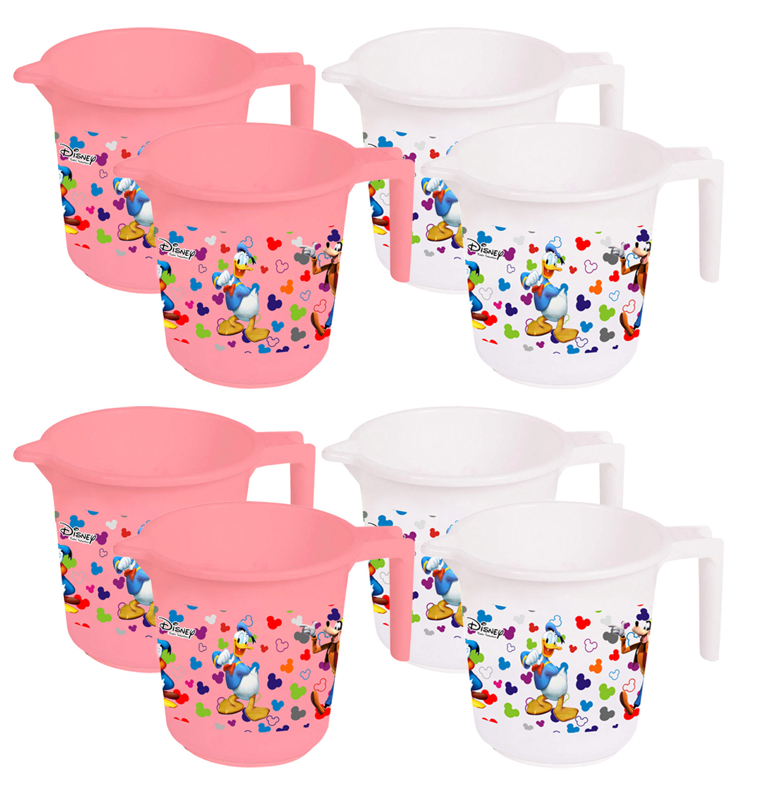 Kuber Industries Disney Team Mickey Print Unbreakable Strong Plastic Bathroom Mug,500 ML (Pink & White) -HS_35_KUBMART17137