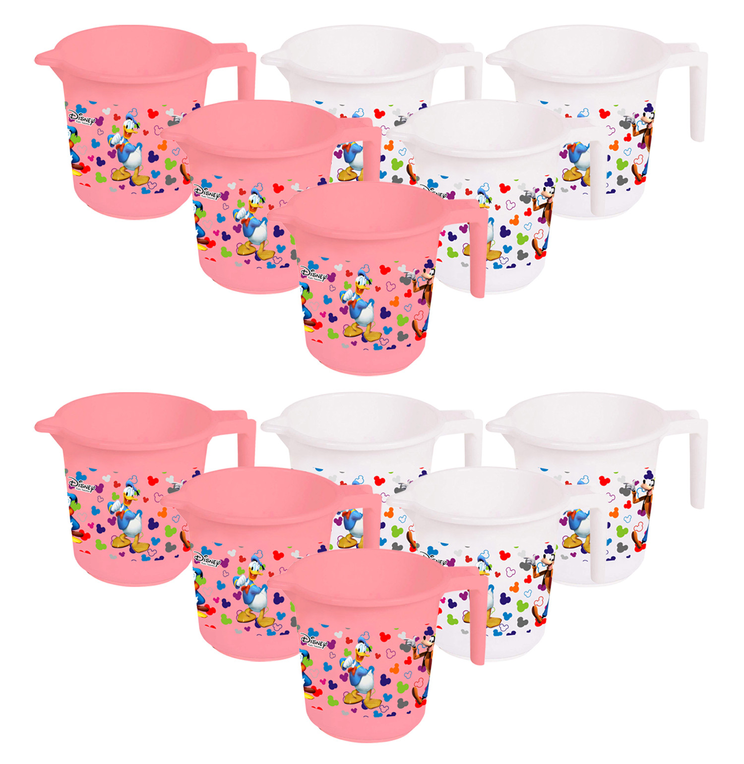 Kuber Industries Disney Team Mickey Print Unbreakable Strong Plastic Bathroom Mug,500 ML (Pink & White) -HS_35_KUBMART17137