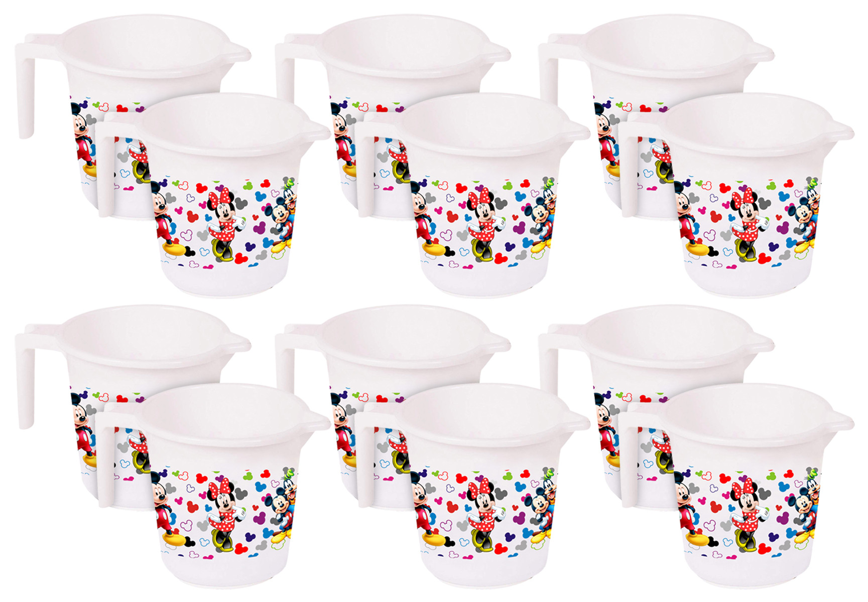Kuber Industries Disney Team Mickey Print Unbreakable Strong Plastic Bathroom Mug,500 ML (White) -HS_35_KUBMART17123