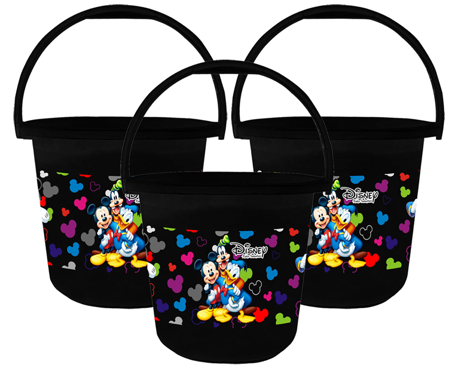 Kuber Industries Disney Team Mickey Print Unbreakable Virgin Plastic Strong Bathroom Bucket ,16 LTR (Black) -HS_35_KUBMART17395
