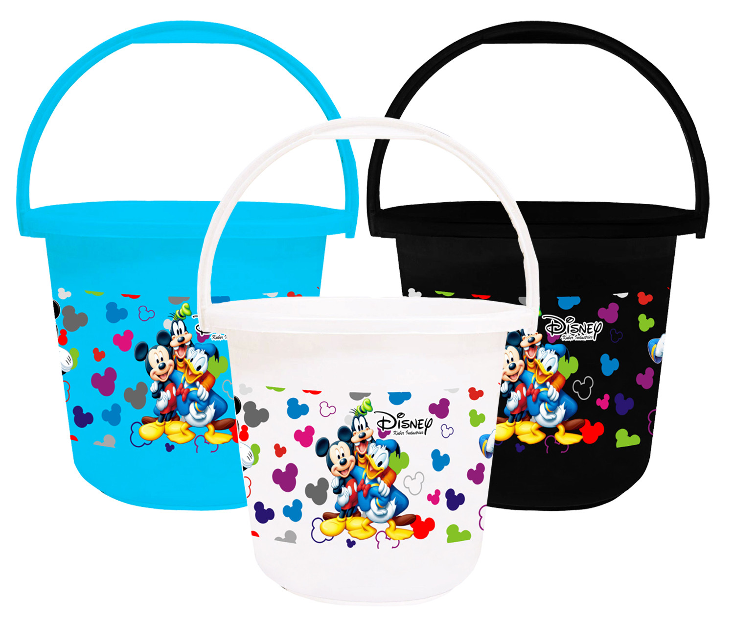 Kuber Industries Disney Team Mickey Print Unbreakable Virgin Plastic Strong Bathroom Bucket ,16 LTR (Blue & Black & White)-Pack of 3 -HS_35_KUBMART17437