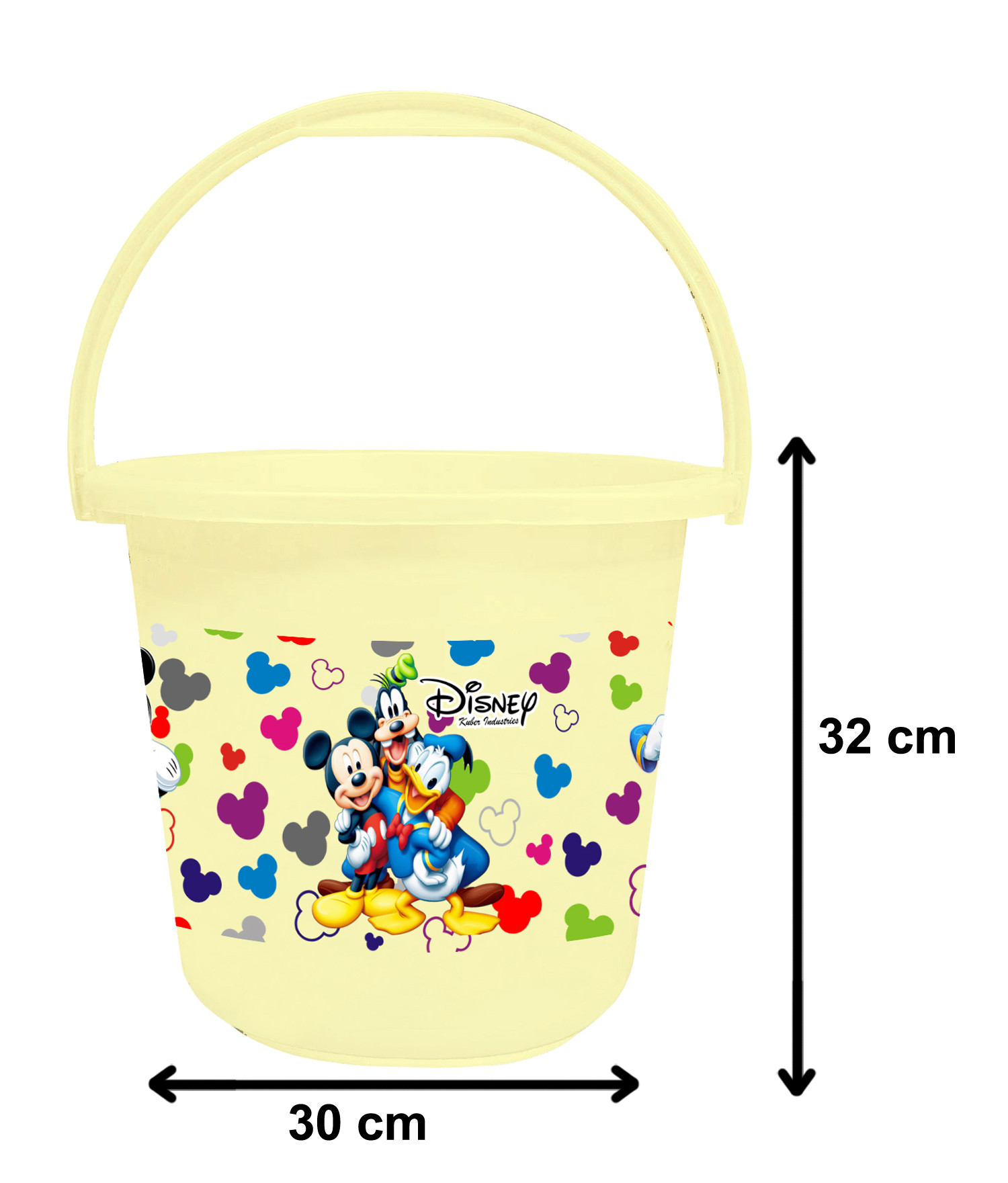 Kuber Industries Disney Team Mickey Print Unbreakable Virgin Plastic Strong Bathroom Bucket ,16 LTR (Cream & Black)-Pack of 2 -HS_35_KUBMART17417