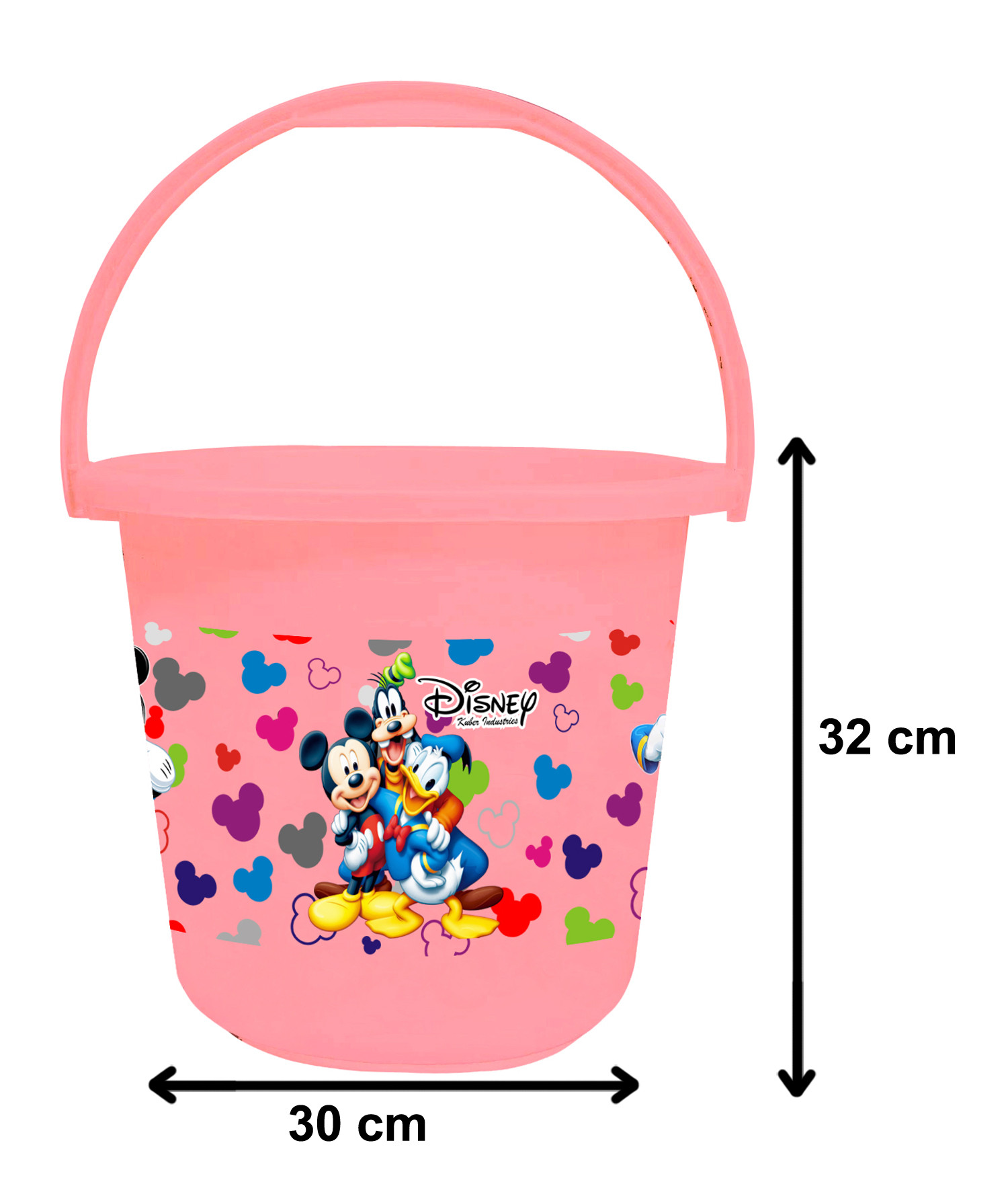 Kuber Industries Disney Team Mickey Print Unbreakable Virgin Plastic Strong Bathroom Bucket ,16 LTR (Pink & Cream)-Pack of 2 -HS_35_KUBMART17407