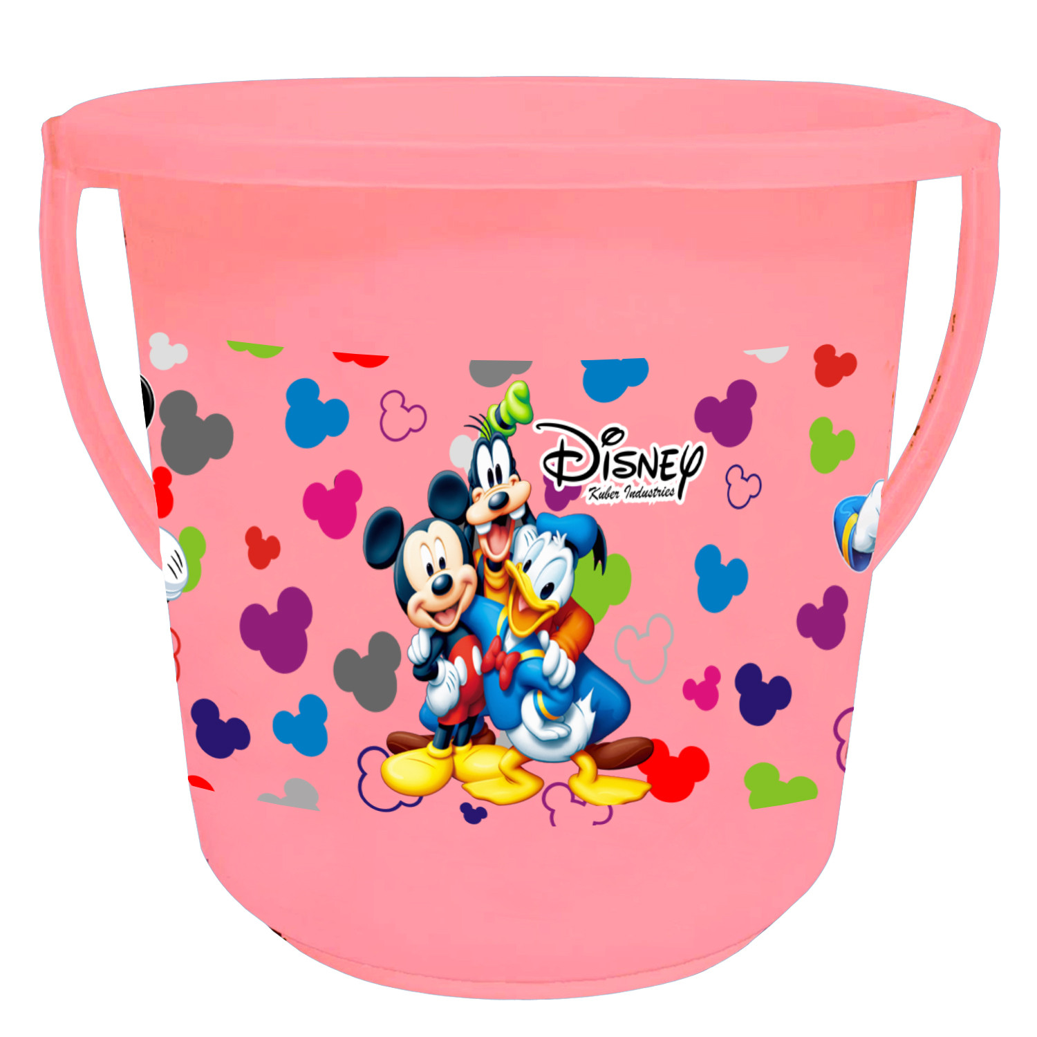 Kuber Industries Disney Team Mickey Print Unbreakable Virgin Plastic Strong Bathroom Bucket ,16 LTR (Pink & Black)-Pack of 2 -HS_35_KUBMART17411