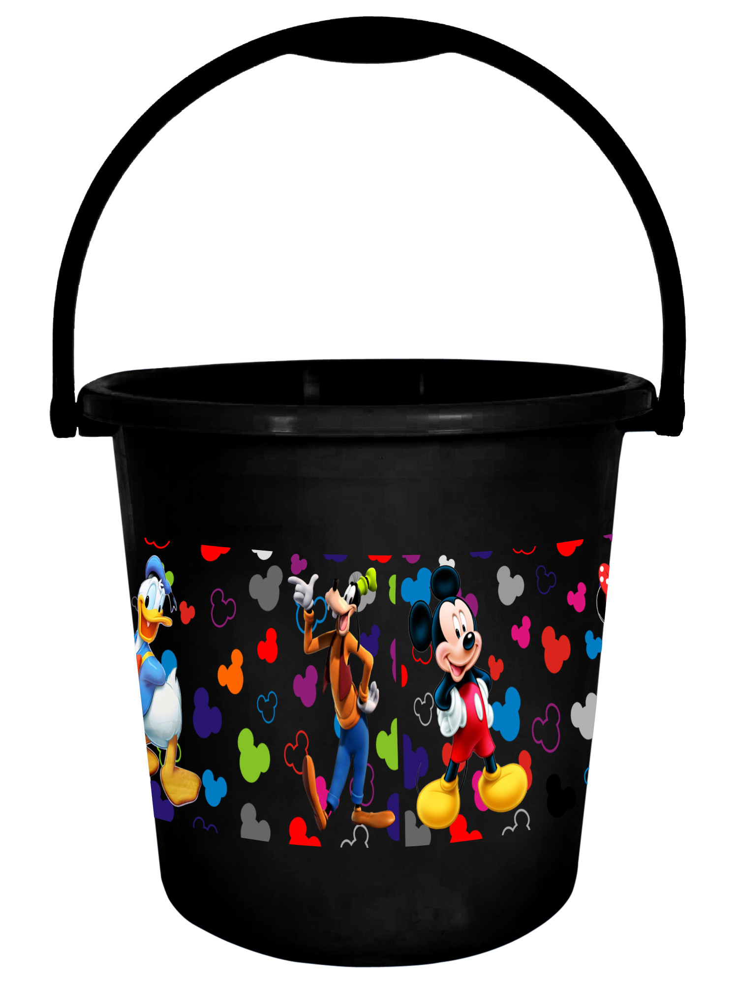 Kuber Industries Disney Team Mickey Print Unbreakable Virgin Plastic Strong Bathroom Bucket ,18 LTR (Black)