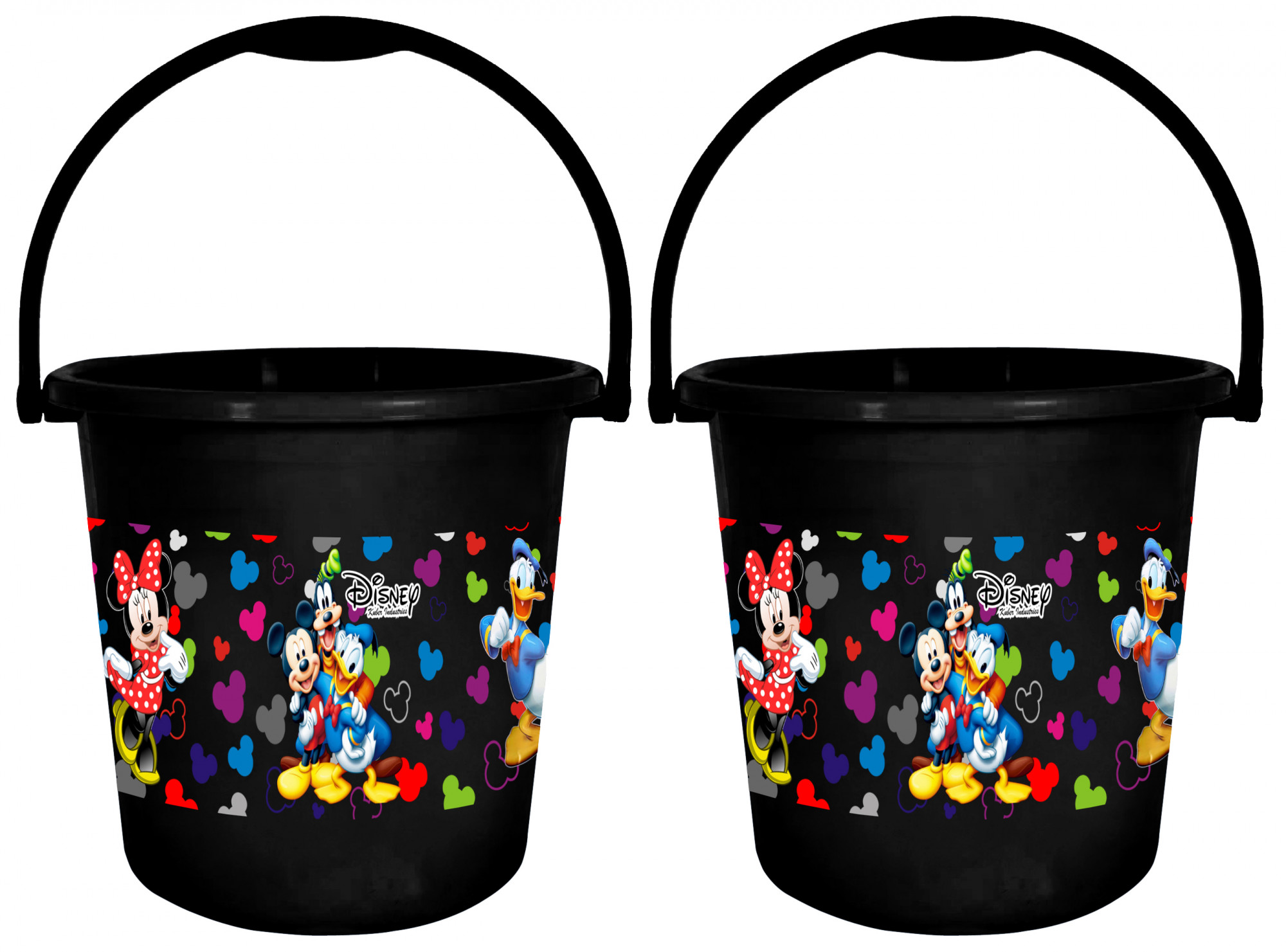 Kuber Industries Disney Team Mickey Print Unbreakable Virgin Plastic Strong Bathroom Bucket ,18 LTR (Black)