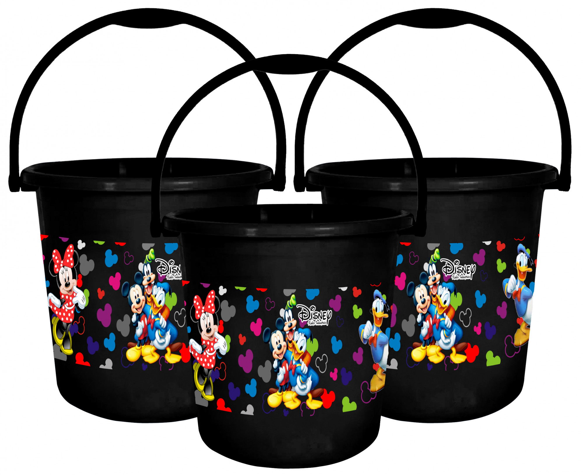 Kuber Industries Disney Team Mickey Print Unbreakable Virgin Plastic Strong Bathroom Bucket ,18 LTR (Black)