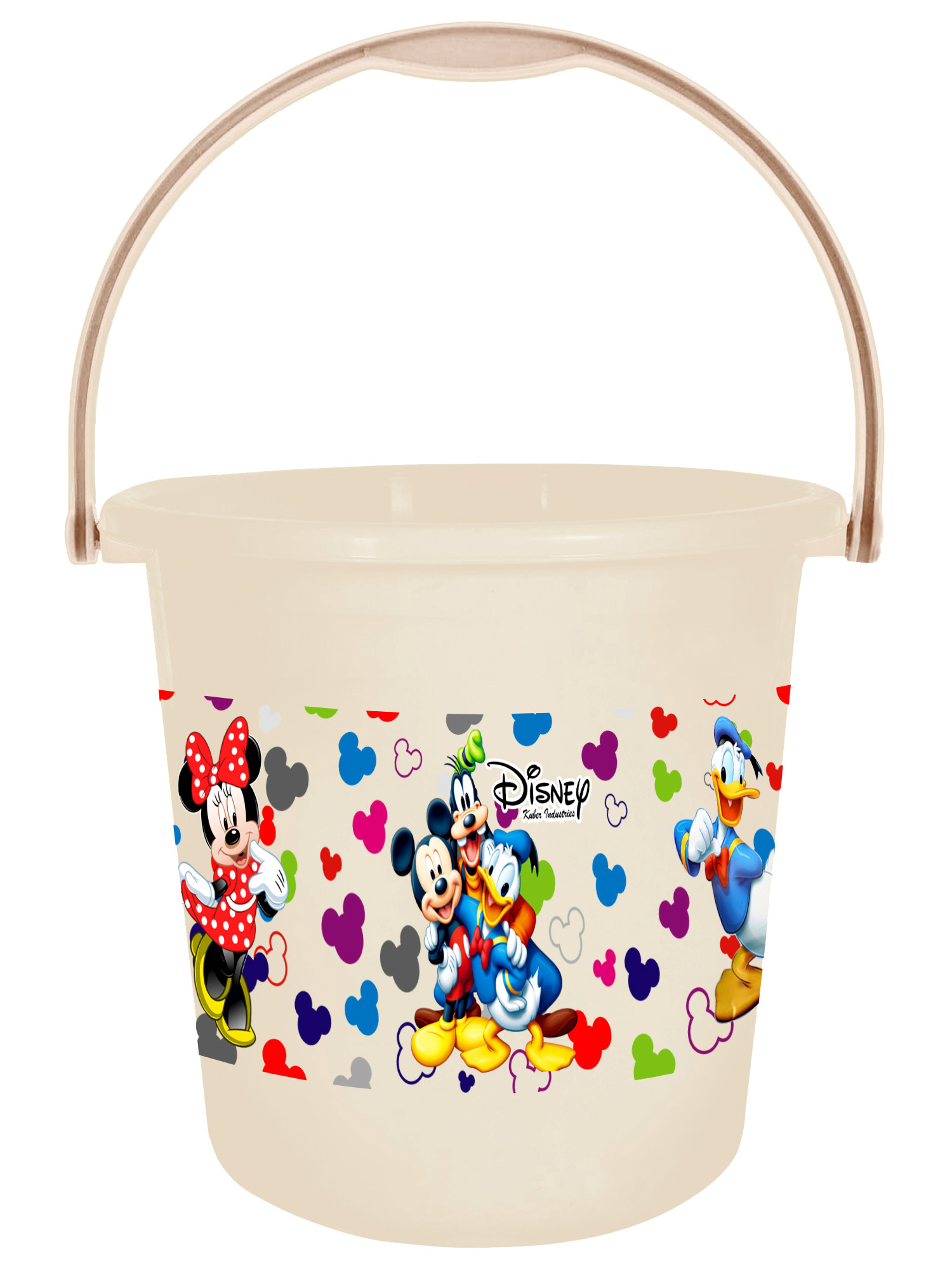 Kuber Industries Disney Team Mickey Print Unbreakable Virgin Plastic Strong Bathroom Bucket ,18 LTR (Cream)