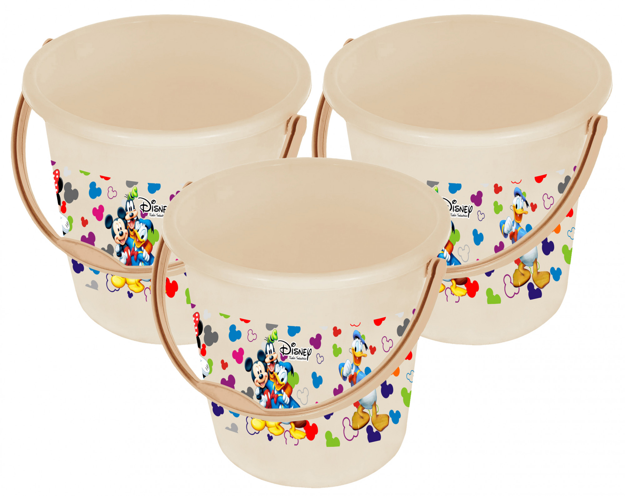 Kuber Industries Disney Team Mickey Print Unbreakable Virgin Plastic Strong Bathroom Bucket ,18 LTR (Cream)
